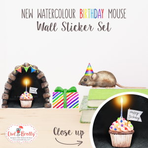 Watercolour Mouse Birthday Edition Wall Sticker (Smaller Spaces collection)