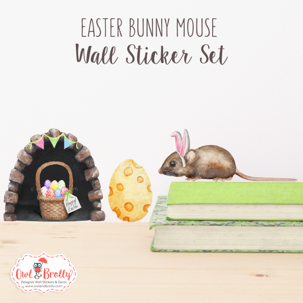 Watercolour Mouse Easter Bunny Edition Wall Sticker (Smaller Spaces collection)