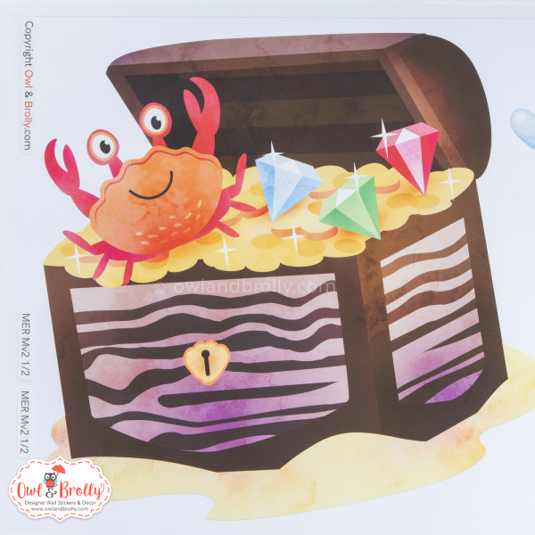 Mermaids with Castle and Underwater Animals Fabric Wall Stickers Scene (Medium scene Rainbow Colours) - Image 3