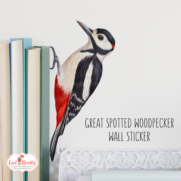 Watercolour Spotted Woodpecker Wall Sticker (Smaller Spaces collection)