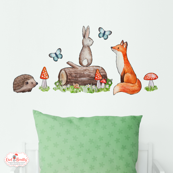 Woodland wall decal small set watercolour illustrated nursery decals