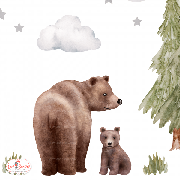 Watercolour Forest Animals Wolf and Bears Wall Stickers Decals (Small Set) - Image 4