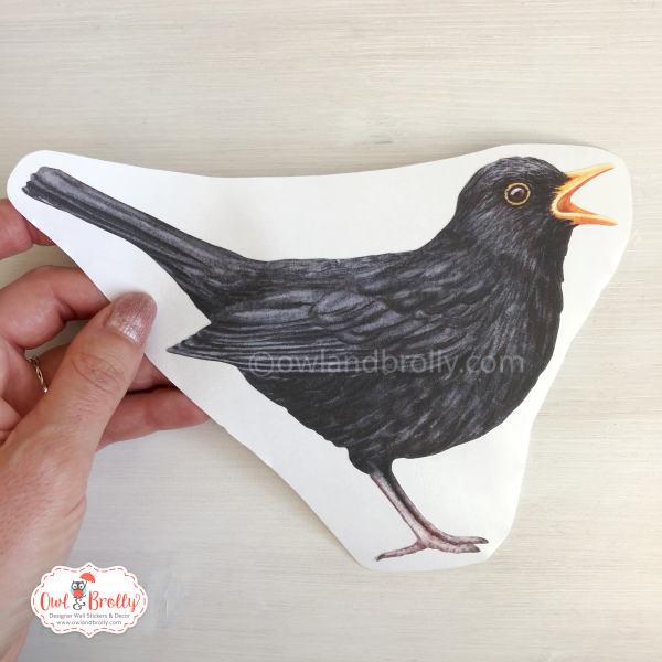 Watercolour Blackbird Wall Sticker Decal (Smaller Spaces collection)