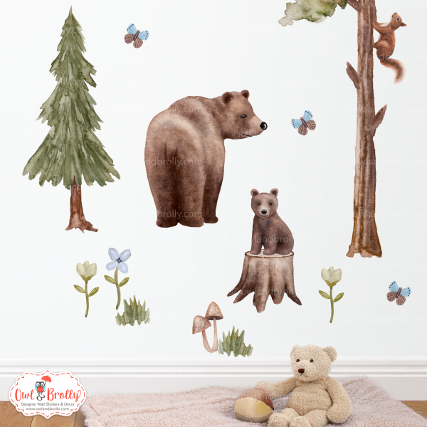 Watercolour Forest Animals Wall Stickers Decals Range (Large Set + Large Tall Tree) - Image 3