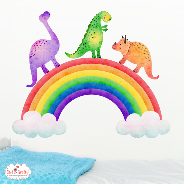 Rainbow with Dinosaur Wall Stickers in Bright Colours - Image 3