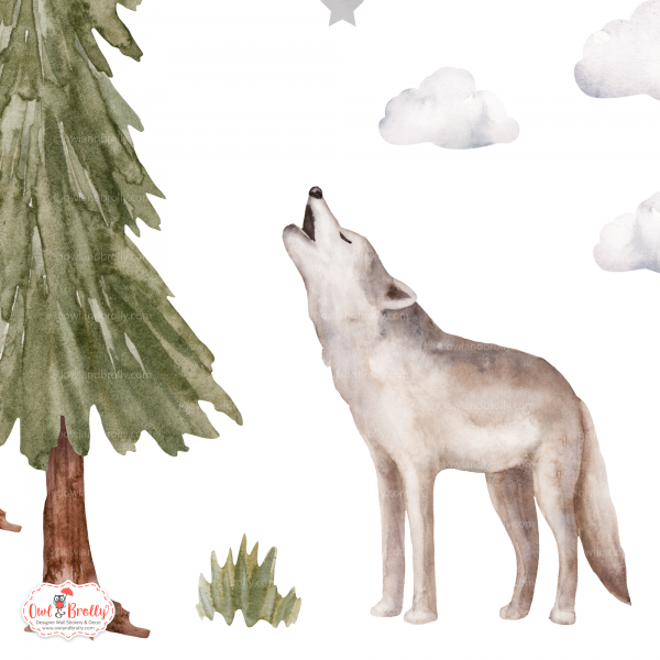 Watercolour Forest Animals Wolf and Bears Wall Stickers Decals (Small Set) - Image 5