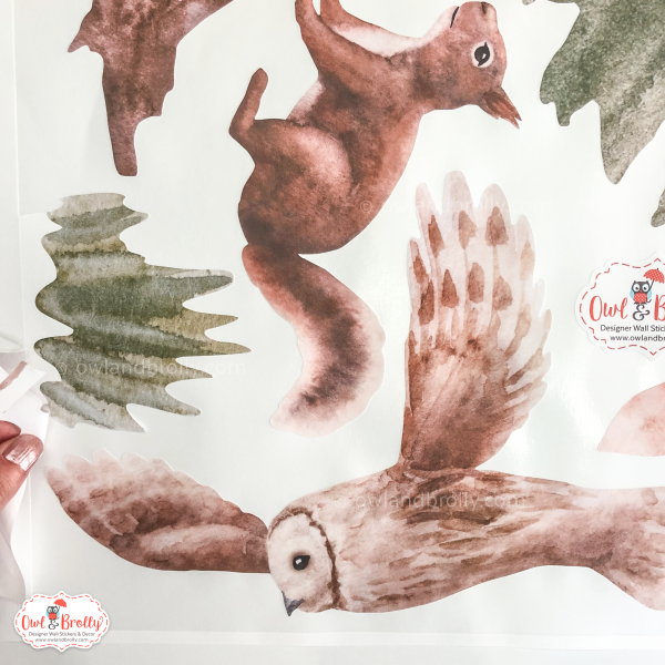 Watercolour Forest Animals Wall Stickers Decals Range (Large Set + Medium Tall Tree) - Image 17