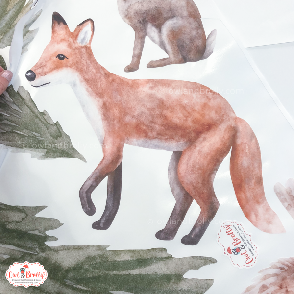 Watercolour Forest Animals Wall Stickers Decals Range (Large Set + Large Tall Tree) - Image 11