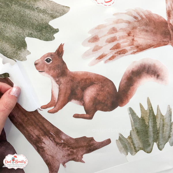 Watercolour Forest Animals Wall Stickers Decals Range (Large Set + Large Tall Tree) - Image 10