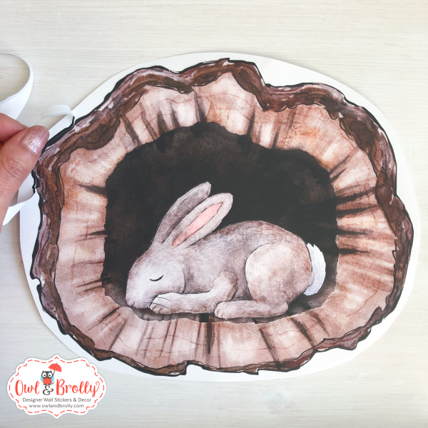 Woodland Animals Sleeping Bunny Wall Sticker - Hill Top Tree Decal Range