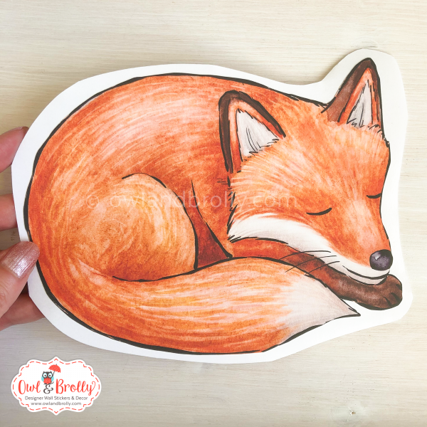 Woodland Animals Sleeping Fox Wall Sticker - Hill Top Tree Decal Range