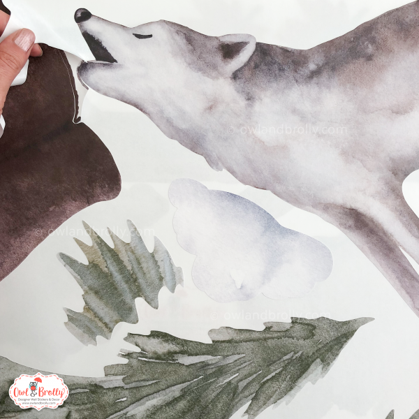 Watercolour Forest Animals Wolf and Bears Wall Stickers Decals (Small Set) - Image 6