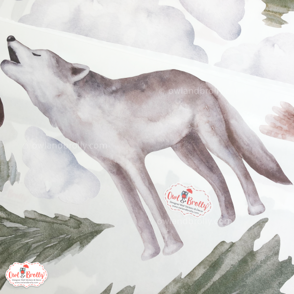 Watercolour Forest Animals Wall Stickers Decals Range Set 2 (Large Set + Large Tall Tree) - Image 15