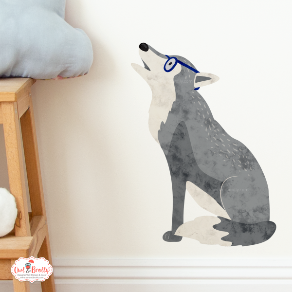 Wolf Wall Sticker With Glasses