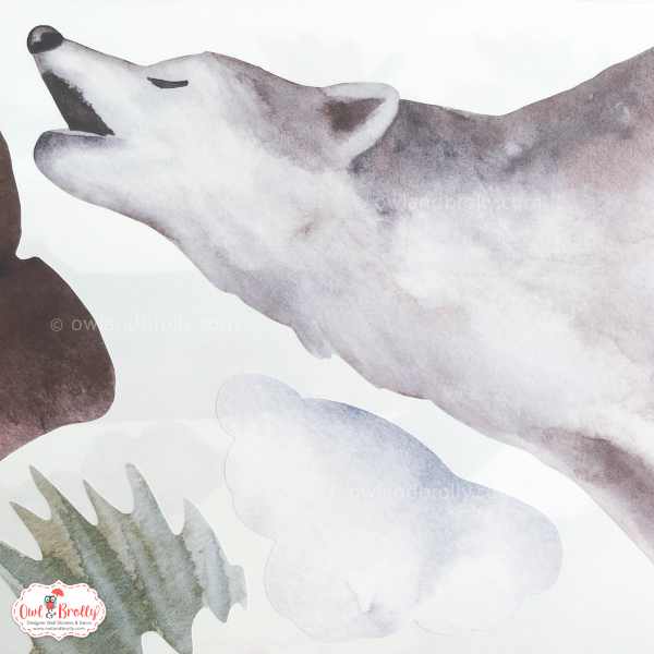 Watercolour Forest Animals Wall Stickers Decals Range (Large Set With Wolf and black Squirrel + Larger Tall Tree) - Image 5