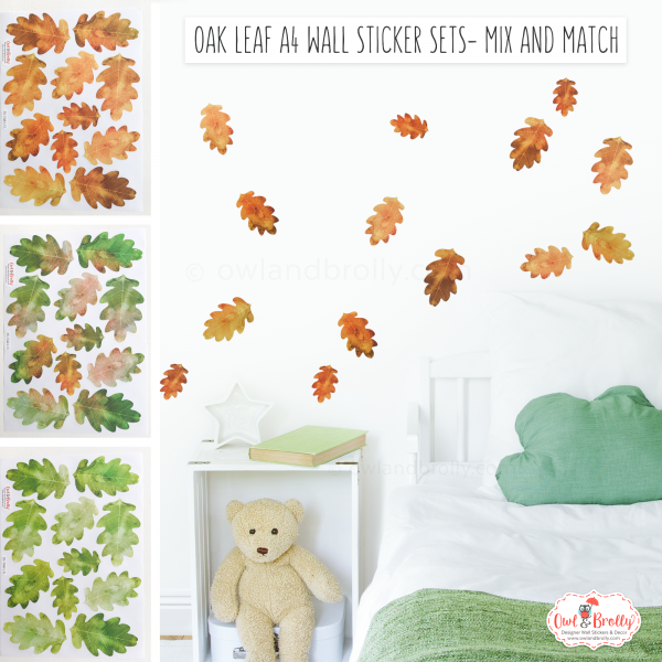 Leaf Wall Sticker Decals Watercolour Illustrated (smaller spaces collection) Mix and Match