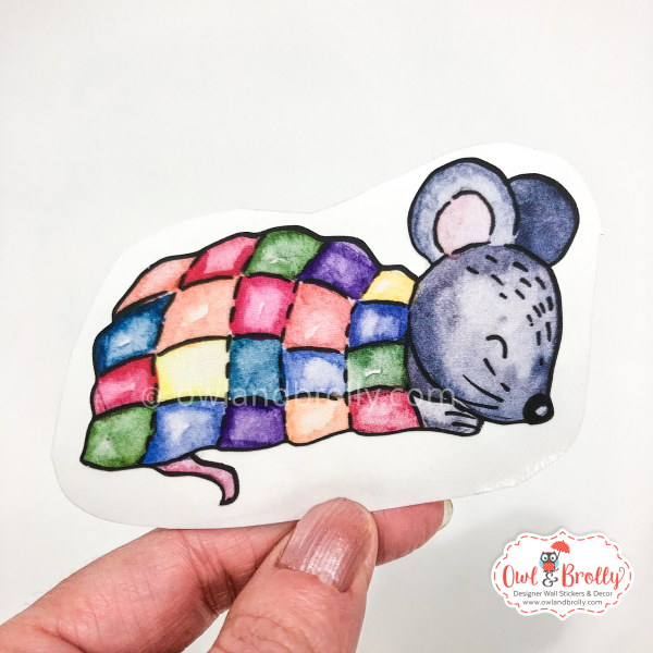 Watercolour Sleeping Mouse Wall Sticker