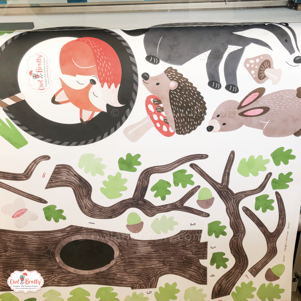 Woodland Animals with Oak Tree Fabric Wall Stickers (Large scene) White Wall Version - Image 8