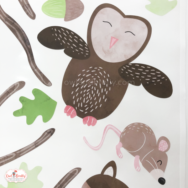 Woodland Animals with Oak Tree Fabric Wall Stickers (Large Scene) - Image 12