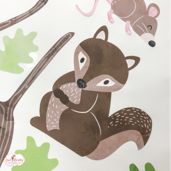 Woodland Animals with Oak Tree Fabric Wall Stickers (Large Scene) - Image 11
