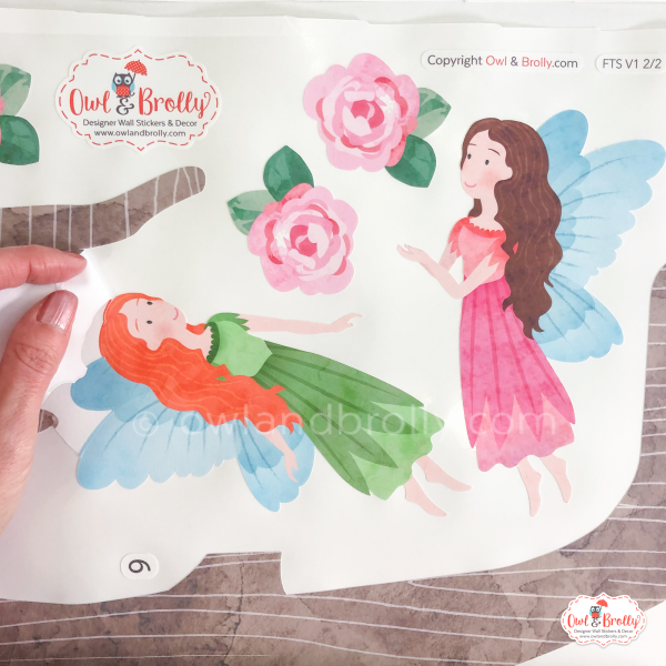 Enchanted Woodland Fairies Corner Tree Wall Stickers (Large Set) With Floral Leaves - Image 7