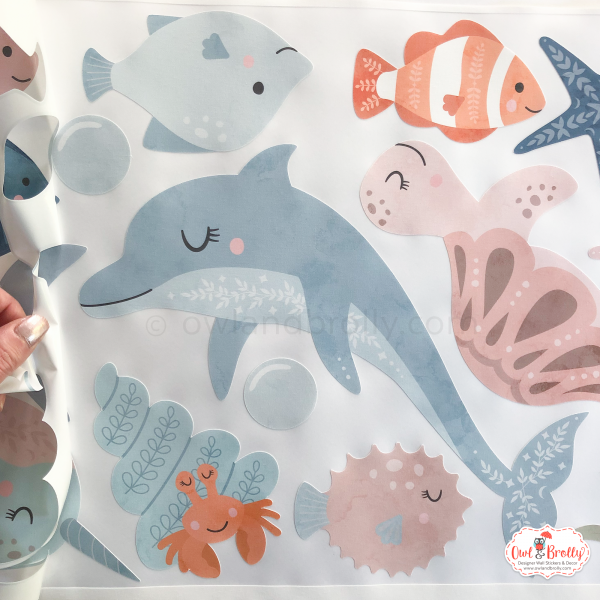 Under The Sea Animal Wall Stickers Scene Boho Style (Medium Scene Floral And Neutral Colours) - Image 5
