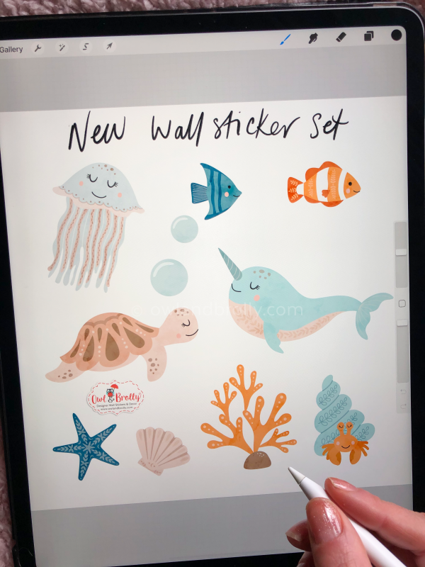 Under The Sea Animal Wall Stickers Scene Boho Style (Medium Scene Floral And Neutral Colours) - Image 7