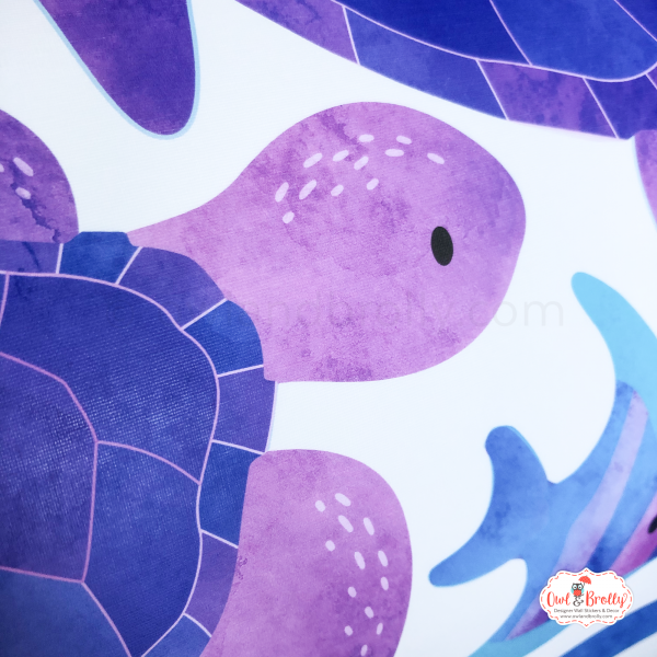 Under The Sea Turtles and Dolphin Wall Stickers Scene (Medium Scene) Purple, Aqua and Sreens - Image 3