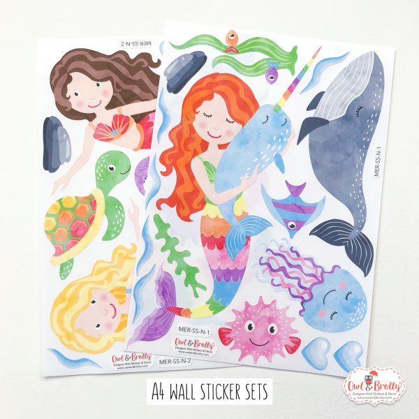 Mermaid and Small Coral Castle Wall Stickers Rainbow Colours (smaller spaces collection) - Image 3