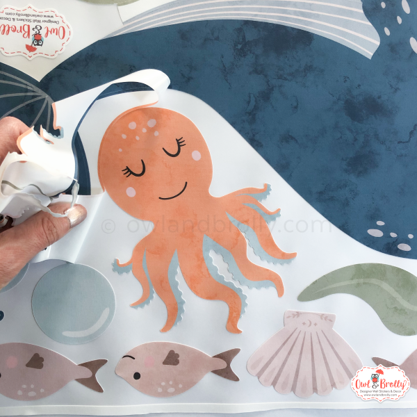 Under The Sea Animal Wall Stickers Scene Boho Style (Medium Scene Floral And Neutral Colours) - Image 3