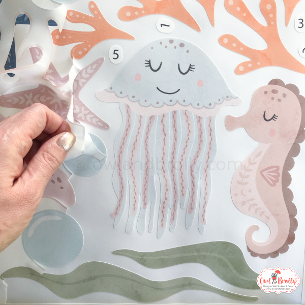 Under The Sea Animal Wall Stickers Scene Boho Style (Medium Scene Floral And Neutral Colours) - Image 2