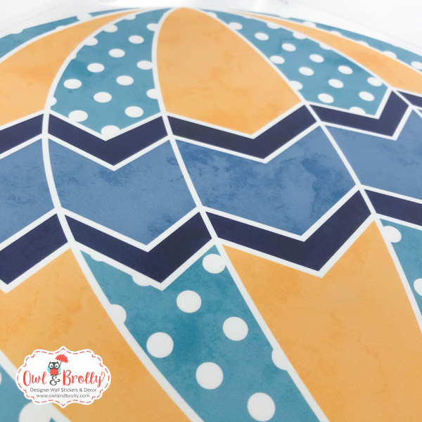 Hot Air Balloon Fabric Wall Stickers with Clouds in Mustard Yellow, Aqua, Blue and Navy - Image 7