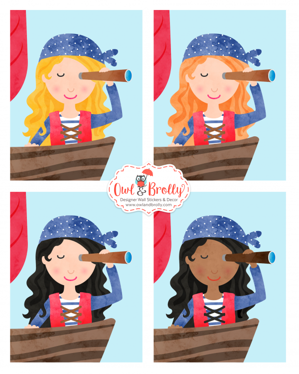 Pirate Ship Wall Stickers - White Wall Version - Variations Available - Image 6