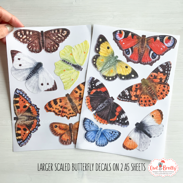 Watercolour British Butterfly Wall Decals (smaller spaces collection A5 sheet) - Image 4