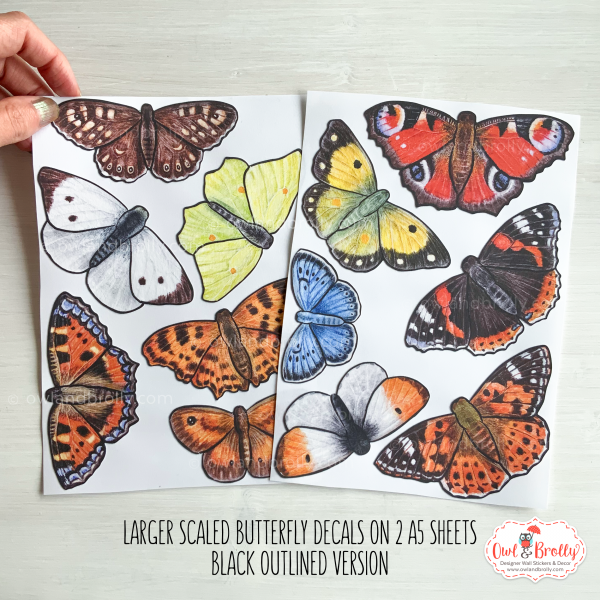 Watercolour British Butterfly Wall Decals - Hill Top Tree Decal Range - Image 3