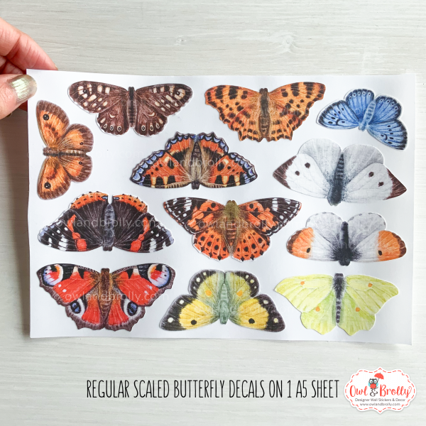 Watercolour British Butterfly Wall Decals (smaller spaces collection A5 sheet) - Image 3