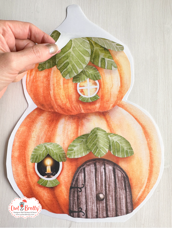 Watercolour Pumpkin Cottage Autumn Wall Sticker Set (with or without the mouse) - Image 2
