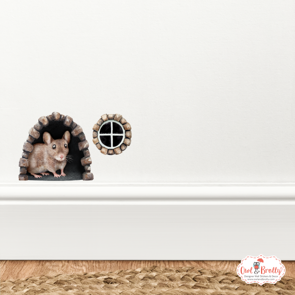 Watercolour Christmas Mouse And Door Deluxe Wall Sticker Set + Advent Window Add On - Image 8
