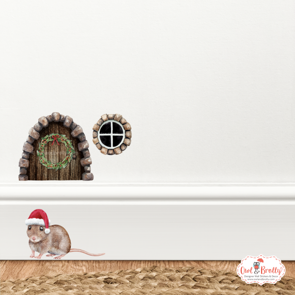 Watercolour Christmas Mouse And Door Deluxe Wall Sticker Set + Advent Door Add On - Image 17