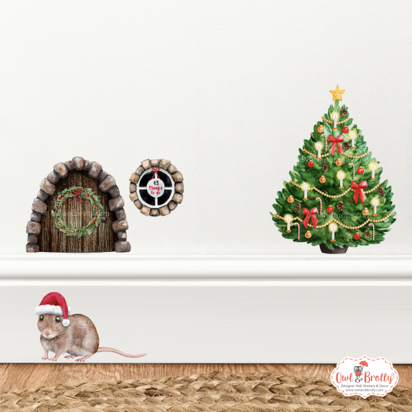 Watercolour Christmas Mouse And Door Deluxe Wall Sticker Set + Advent Window Add On - Image 15