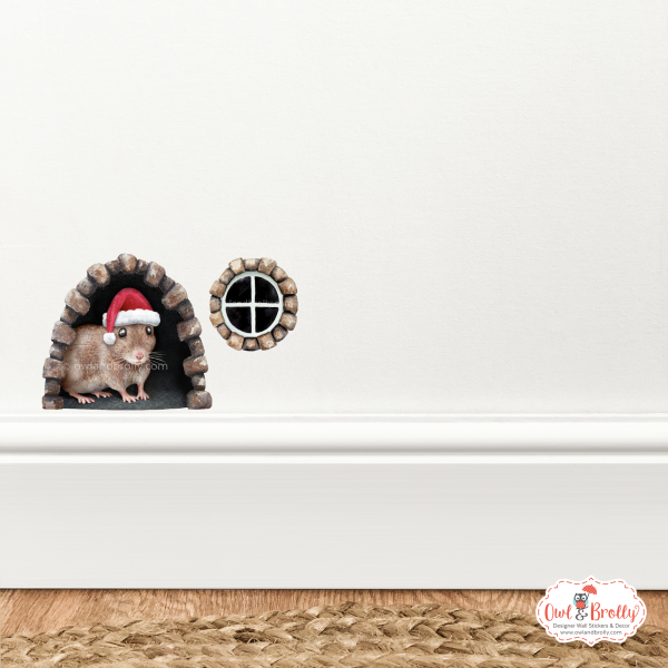Watercolour Christmas Mouse And Door Deluxe Wall Sticker Set - Image 10