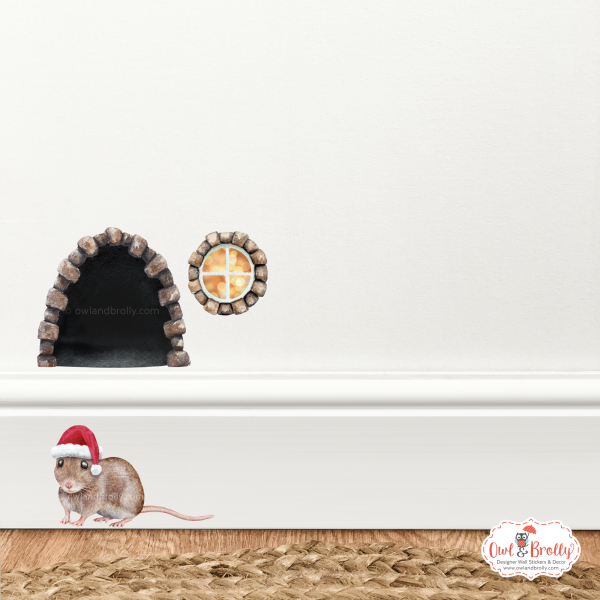 Watercolour Christmas Mouse And Door Deluxe Wall Sticker Set - Image 11