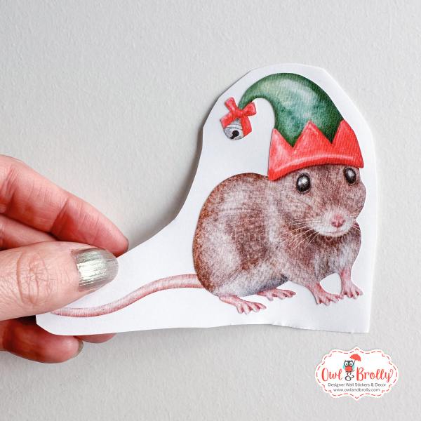 Watercolour Christmas Mouse Wall Stickers (Set D) - Image 6