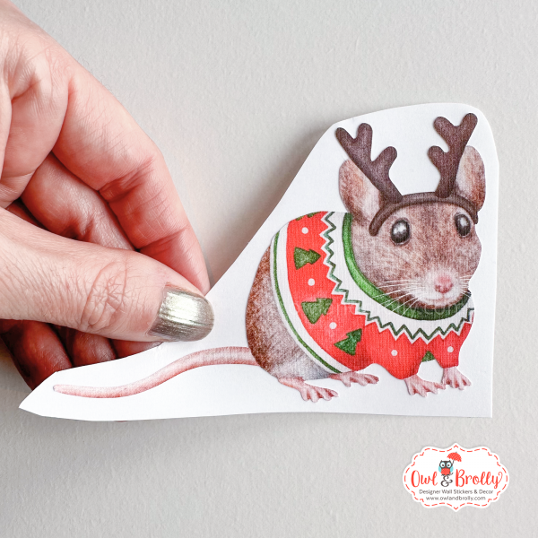 Watercolour Christmas Mouse Wall Stickers (Set D) - Image 3