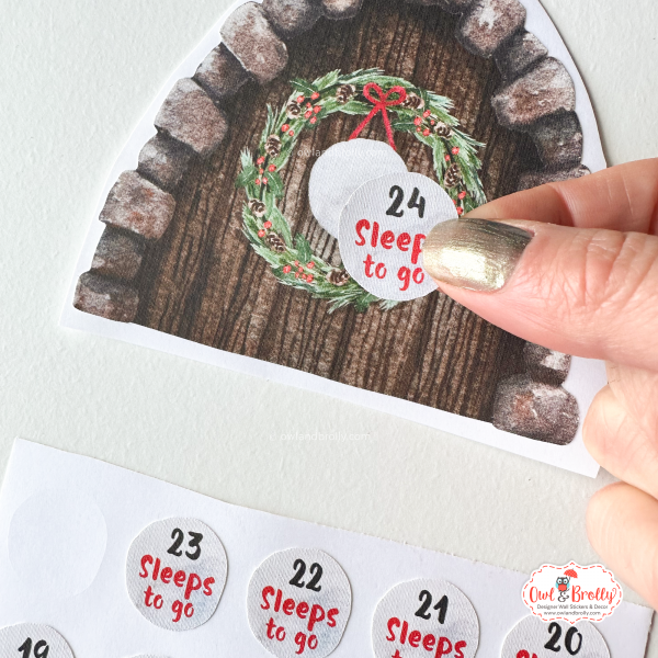 Watercolour Christmas Mouse And Door Deluxe Wall Sticker Set + Advent Door Add On - Image 3