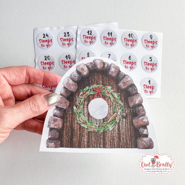 Watercolour Mouse 'Sleeps To Go' Advent Wreath Door Add On Wall Stickers