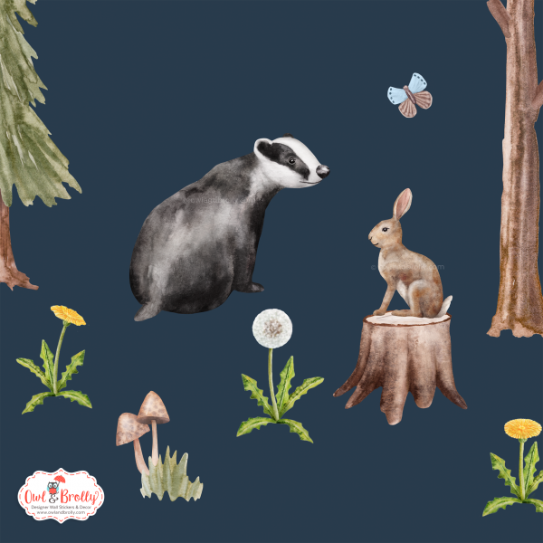 Watercolour Woodland Forest Animals Wall Stickers Decals (Large Set + Large Tall Tree) - Image 2