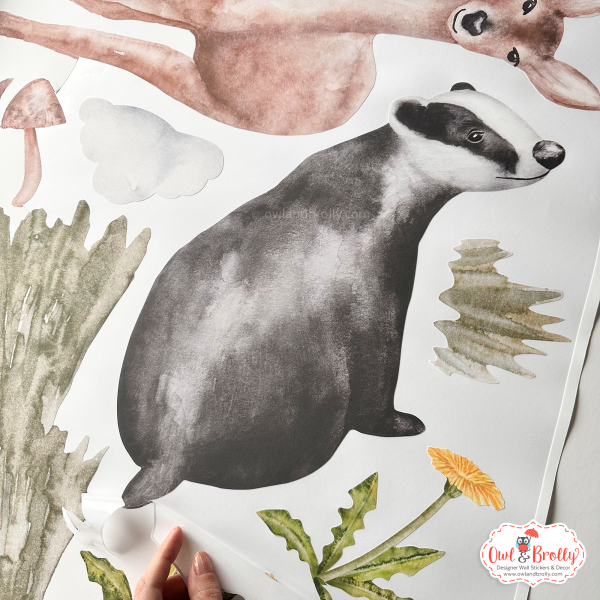 Watercolour Woodland Forest Animals Wall Stickers Decals (Large Set + Large Tall Tree) - Image 4