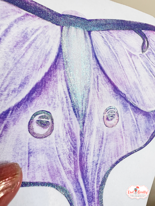 Watercolour Luna Moth Wall Sticker (Single Purple With Shimmer) - Image 2