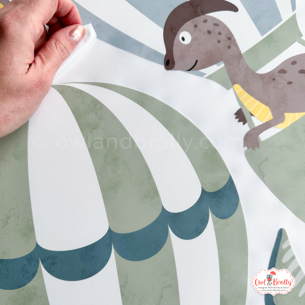 Dinosaur Hot Air Balloons Wall Stickers (Muted Colours Yellows, Browns, Greens and Blues) - Image 7
